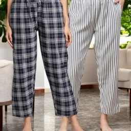 Kryptic Blue & Teal Blue Cotton Relaxed Fit Printed Lounge Pants - Pack of 2-image-105