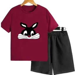 MITANSH Kids Rabbit Printed Pure Cotton T-shirt with Shorts-31
