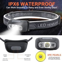 Super Bright Light Sensor Mini LED Headlamp,Led Headlamp Rechargeable,IWaterproof Headlight image 2