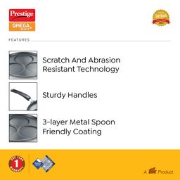 Prestige Omega Select Plus Set Dosa Tawa|Scratch & Abraison Resistant|3 Layers Metal Spoon Friendly Coating|Sturdy Handle|1 Year Warranty image 4