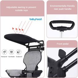 babyhood Foldable Baby Stroller/Pram for 0-3 Years, 4-Way Surround Protection, Lightweight Design, 12-Month Warranty, 5-Point Safety Harness, Multi-Level Recline, Reversible Handlebar, Black image 4