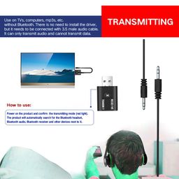 Techdash Bluetooth Transmitter Receiver, 2-in-1 AUX Adapter for TV/Car/PC/MP3 Player/Home Theater/Switch, Audio Adapter image 5