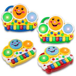 Gooyo GY88025 Musical Drum & Electronic Piano Keyboard Toy with Animals Sounds & Flash Light Effects | Electronic Piano Keyboard Toy for Kids| Assorted Color, Power Source: 3xAA Battery (Not Included) image 1