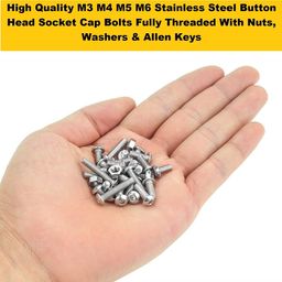Epi-Torque; The Epic Torque #Doityourself Stainless Steel 202 Grade Button Head Internal Hex Cap Bolt M3 M4 M5 M6 Thread 10-20 mm Screw Assortment Hex Nuts, Flat Plain Washer Allen Key -516 Pcs image 4