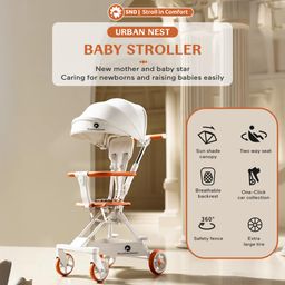 StarAndDaisy Premium Baby Sitting Stroller with 5-Point Safety Belt, Multi-Level Adjustment Canopy, Easy Adjustable Seat with One Touch Fold/Baby Seating Stroller for 0 to 5 Years - Black image 2