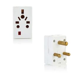 hi plasst pins n plugs Hi-Plasst Universal Multi-Country Travel Adapter, Type-D Plug for Indian Socket for Imported Devices, Compatible with Plugs of US, UK, EU, and 150+ Countries | Built-in Fuse, LED Indicator (Pack of 2) image 1