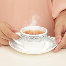 Larah by Borosil Opalware Classic Cup and Saucer Set, 145ml, 12-Pieces, White, HT12CS14CSC1, HT12CS14CSC1 image 3