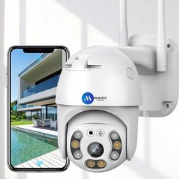 Maizic Smarthome WiFi 1080p FHD 2MP 320° Viewing Area Security Camera - Indoor/Outdoor Usage, Alert Type: [Include Alert Type] - White image 1