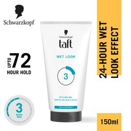 Schwarzkopf TAFT Wet Hair Styling Gel For 24 Hours Shiny Wet Look Effect Hold 3 With Moisturising Formula, Non-Sticky And Easy to Wash Off, No Alcohol, No Sulphate, Vegan And Peta Approved - 150ML image 2