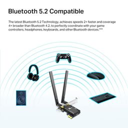 TP-Link AX1800 Wi-Fi 6 High Gain Antennas Bluetooth 5.2 PCIe Adapter, Dual-Band, Low-Profile Bracket, MU-MIMO, Low- Latency Gaming, Supports Windows 10/11, Highly Secure WPA3 (Archer TX20E), Black image 4