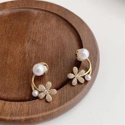 shining diva fashion Latest Stylish White Pearl Flower Earrings for Women and Girls (15435er) image 5