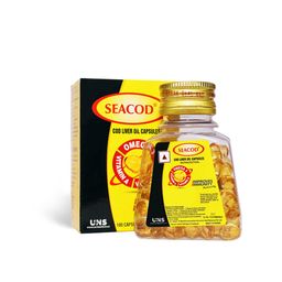 Seacod Cod Fish Liver Oil 100 softgel Capsules With Natural Omega 3, Natural EPA & DHA |Vitamin D & A | For Immune Health, Healthy Heart, Brain, Eyes, Joints & Muscles- Pack of 100 Capsules image 1
