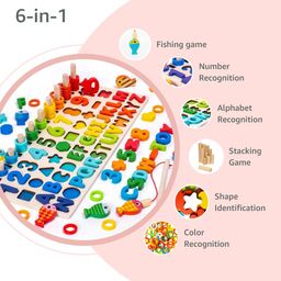 Cubelelo 6-in-1 Multifunctional Learning Board Puzzle | Wooden STEM Board Game Kit | Multiplayer Table Game for Kids, Boys & Girls image 3