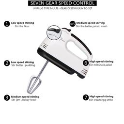 Drumstone 𝟏𝟓 𝐘𝐞𝐚𝐫𝐬 𝐖𝐚𝐫𝐫𝐚𝐧𝐭𝐲 Multi-Function Hand Mixer with 180W Motor, 7 Speed Settings, and Turbo Mode – Includes Stainless Steel Hooks, Beaters & Safety Protection for Versatile Use image 3