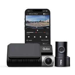Qubo Car Dash Cam Pro 3K by Hero Group, HDR Dual Channel, Made in India, Sony STARVIS IMX335 Sensor, 3K 5MP Front QHD 2MP Rear FHD, 140° View, 3.2" LCD Display, GPS Log, Supports Up to 1 TB SD Card image 1