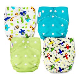 LILTOES 2 Printed & 2 Solid Cloth Diapers for Babies, Washable Reusable, Adjustable Sizes (4 Combo) (No Inserts Included) image 1