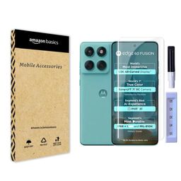 amazon basics Advanced HD+ UV Tempered Glass Screen Protector for Moto Edge 60 Fusion 5G Full Adhesive UV Curved Screen Guard, Case Friendly with Installation kit & Guide Clear image 1