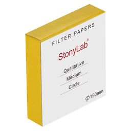 StonyLab Qualitative Filter Paper Circles, 150mm Diameter Cellulose Filter Paper with 20 Micron Particle Retention Medium Filtration Speed, Pack of 100 (150mm Diameter) image 1