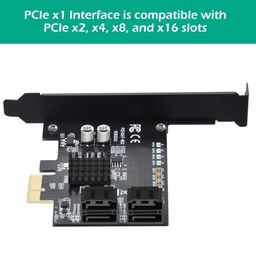 mzhou PCIE 2.0 X 1 to SATA 4 Port Adapter Card Marvell Chipset Without Raid for Ipfs Mining and Adding Sata 3.0 Devices image 3