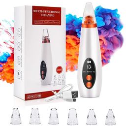quiqshipp 6 in 1 Multi-function Blackhead Remover Tools | Electric Derma suction Machine | USB Rechargeable Acne Pimple Pore Cleaner Vacuum tool - Facial Cleanser Device for Nose & Skin Care (White) image 1