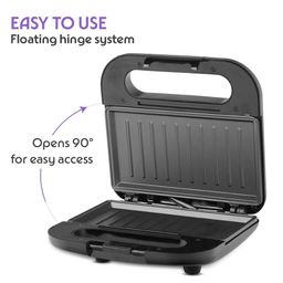 Borosil Grillmate Sandwich Maker | 750W, Can Make 2 Sandwich At a Time | Power Indicators, Auto Locking Handle, Non Toxic & Nonstick Plates Opens to 90°, Automatic Temprature Control | 2 Year Warranty image 2