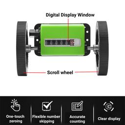 Roller-Type Meter Counter, 6 Digit Meters Rolling Mechanical Length Counter for Measuring Textile, Printing, Artificial Leather, with Counter Range: 0-99999.9 Meters image 3