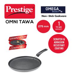 Prestige Omega Select Plus 27.5cm Non-Stick Omni Tawa |Induction Base |Gas & Induction Compatible| Metal Spoon Friendly | Sturdy Handles image 2