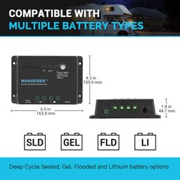 Renogy Wanderer Li 30A 12V PWM Negative Ground Charge Controller Compatible with Lithium, Sealed, Gel, and Flooded Batteries and Renogy Bluetooth Module image 3