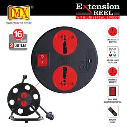 MX Extension Cable Reel Drum for ev Charger Retractable Extension Reel 50 Meter industerial Extension Board Drum 3 pin 3 Socket Universal Socket Extension Box 5/15Amp with Master Switch image 3
