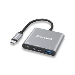 Honeywell High-Speed 3-in-1 Type C to HDMI Adapter, PD Charging Upto100W, USB3.0 Delivers Quick Transfer Speed of 5GBPS, UHD 4K@30Hz, Universally Compatible with All Type C Devices, Aluminium Case image 1