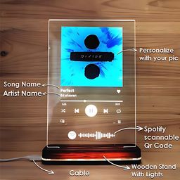 SRIKARA SAMANYU ENTERPRISES Customized Photo and song Spotify LED Plaque | Personalized Printed Frame with scannable code (Transparent, Acrylic, 6 * 8 Inches) Tabletop image 3
