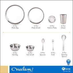 Neelam Stainless Steel 24 Gauge Classic Dinner Set, Solid 50 Pcs Set Serving 6 People, Silver, Durable, Dishwasher Safe, Ideal Gifting Dinner Set for Anniversary, Wedding, Housewarming Party. image 3