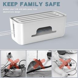 krylar KRYLAR-Cable Management Box with Mobile Stand, Power Cord Organizer for Desktop TV, Computer USB Hub System, Used for Covering and Hiding As Well As Power Boards and Power Cords (White) image 4