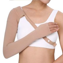 EZYFIT Medical Compression Arm Sleeves with Shoulder Strap and Support for Lymphedema | Graduated Compression - 20-30 mm/Hg | Post Mastectomy Sleeve for Lymphedema (LEFT HAND, LARGE) image 1