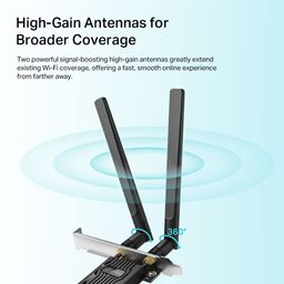 TP-Link AX1800 Wi-Fi 6 High Gain Antennas Bluetooth 5.2 PCIe Adapter, Dual-Band, Low-Profile Bracket, MU-MIMO, Low- Latency Gaming, Supports Windows 10/11, Highly Secure WPA3 (Archer TX20E), Black image 3