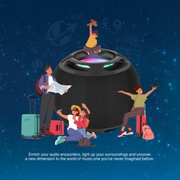 FINGERS GlobeSound Portable Wireless Speaker with 10W and 10 Hours Playtime, Immersive Sound, Mesmerizing RGB Lights, Multi-Connectivity Modes with Type C Charging (Rich Black) image 3