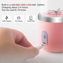 Portable Juicer Blender for Smoothies & Juices | USB Rechargeable Mini Blender Bottle | 400ml Shake Maker with 1800mAh Battery | Personal Smoothie Mixer for Home, Travel, Gym (Multi Color) image 5