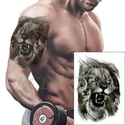S.A.V.I 3D Temporary Tattoo Angry Roaring Lion Big Face Design Size 21x15CM - 1PC. Multi Color image 4