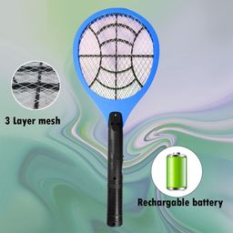 chew Ephemeral Fly swatter Mosquito bat Bug Zapper Rechargeable Racket, Insect Fly Killer, Mosquito Repellent Electric Swatter, Unique 3-Layer Safety Mesh for Home (Assorted) image 3