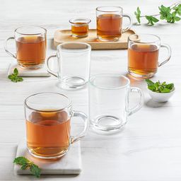 Borosil Latte 240 ml Tea/Coffee Mug Set of 6 Pc | Borosilicate Tuff Glass | Microwave & Dishwasher Safe | Transparent image 1