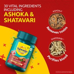 Supradyn Naturals Iron (30 tablets) with 3X Iron, Ashoka, Shatavari, Zinc, Vitamin C, Folic Acid, 30 vital nutrients, Supports Blood Health & Provides Energy, Veg image 4