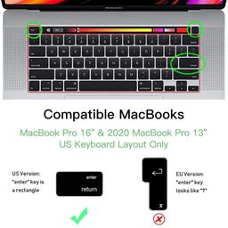 OJOS Ultra Thin Keyboard Cover for 2020-2023 MacBook Pro 13 inch A2338 M2 M1 A2289 A2251 & 2020 2019 New MacBook Pro 16 inch A2141 with Touch Bar & Touch ID Keyboard Protector Skin, Clear image 2