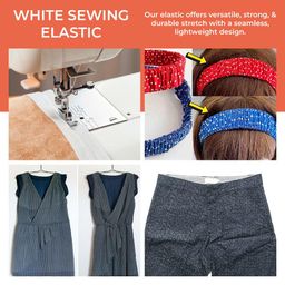 ZIBELL Elastic Bands for Tailoring, Sewing Elastic for Pants and Clothes, High Elasticity Knit Spool, DIY Projects (White, 1 Inch, 10 Meters) image 2