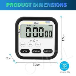 OVIOL Stopwatch Timer for Study Kitchen Timer Large LCD Screen 24hr Digital Display Magnetic Retractable Stand Loud Alarm Stop Watch Countdown Flashing Light Study Timer for Students Cooking (Black) image 4