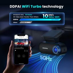 DDPAI 4K Car Dash Cam Front and Rear 2160P+1080P Dashcam Built-in 32G eMMC Voice Control ADAS 5G WiFi GPS G-Sensor with APP Control Night Vision 24 Hours Parking Monitor Support 512GB TF Card, N5 Dual image 5