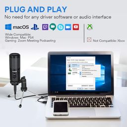 MAONO AU-PM461TR USB Condenser Unidirectional Mic for PC and Singing, Recording Microphone with Mic Gain for Gaming, Podcast, Studio, Vlogging (Black) image 5