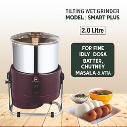VIJAYALAKSHMI | SMART PLUS 2 Litre | Table Top Tilting Wet Grinder | With Coconut Scrapper & Atta Kneader Attachment | Heavy ABS Body Wet Grinder, 2L (Maroon) image 2