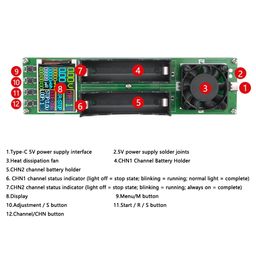 dr. gentle 18650 Lithium Battery Capacity Tester, 1.77-inch Display, Internal Resistance Measurement, Type-C Interface, Battery Capacity Division, Running Cycle Function image 2