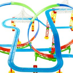Kiditos Electric Powered Train Track Set Motorized Engine DIY Self-Assemble Multi-Level Track Builder Set (162 Pcs) with Realistic Sound & Flashing Lights for Kids Boys & Girls Ages 3+ Years image 4