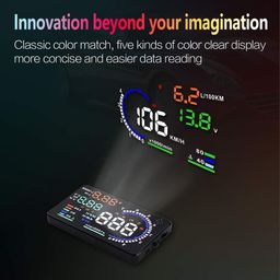 Upwade 5.5" Multi-Color Screen A8 car hud Head up Display OBD2 Speed Warning image 3